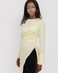 Butter Yellow Asymmetric Slit Tunic