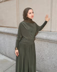 Dark Moss Batwing Jersey Maxi Dress