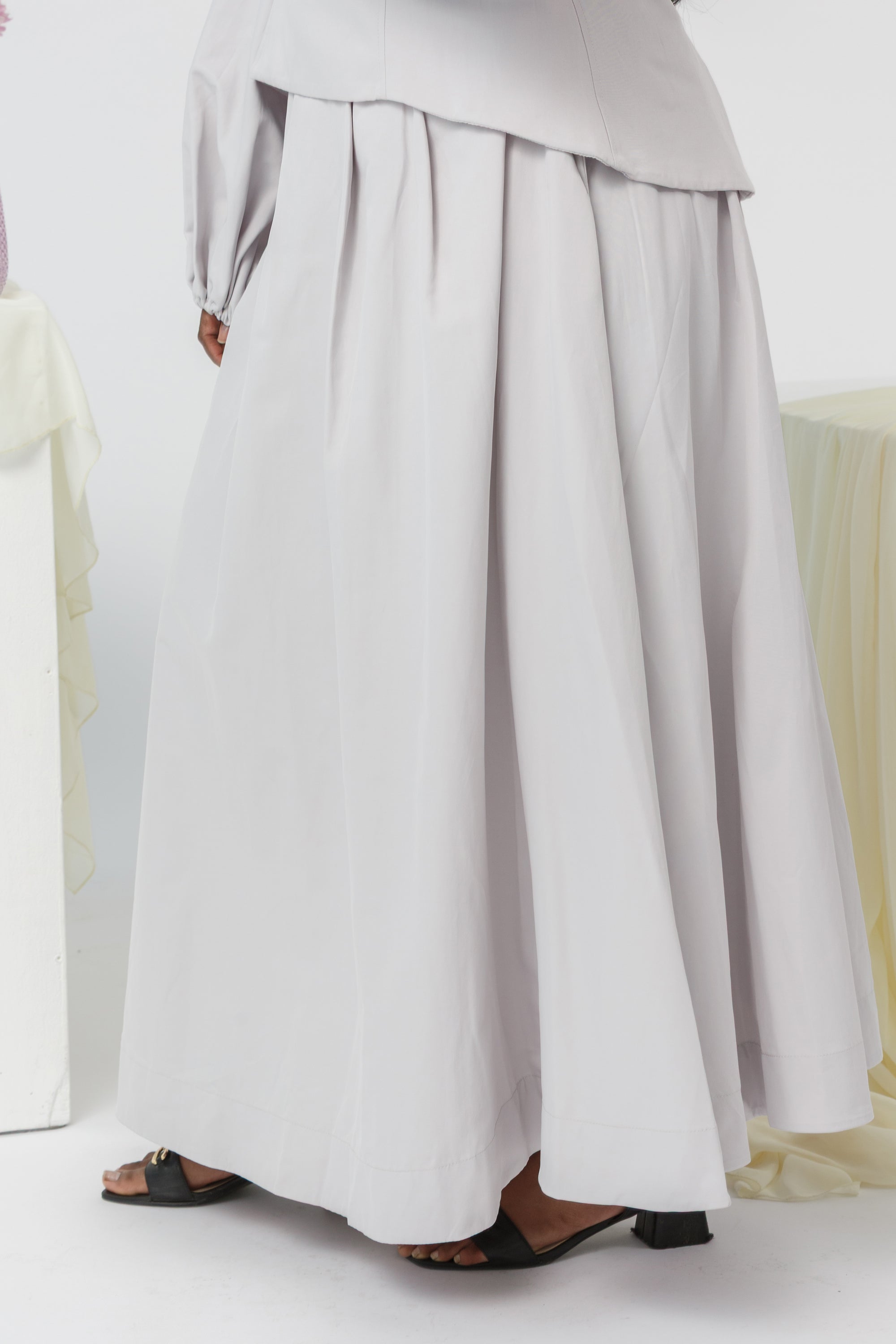 Light Gray Balloon Top & Maxi Skirt Set