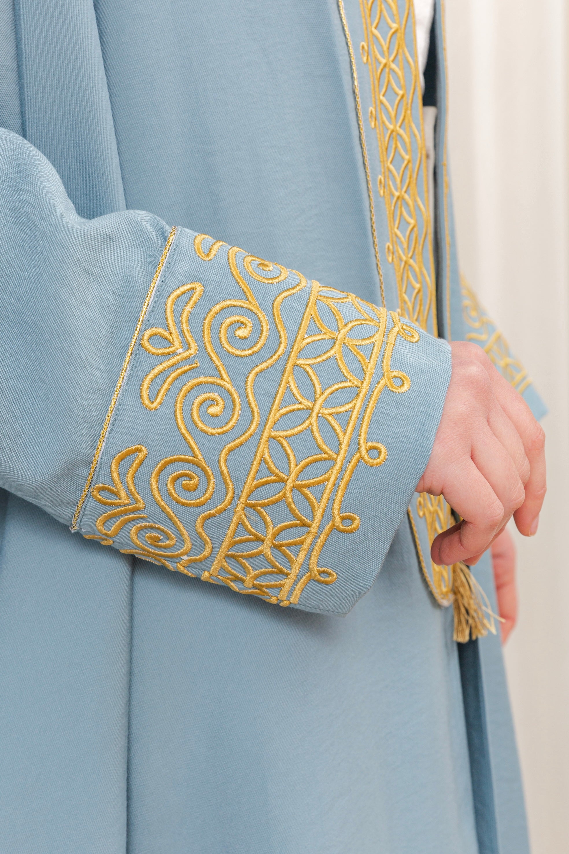 Denim Blue Aghabani Bisht- Final Sale