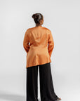 Burnt Orange Satin Ruched Tunic