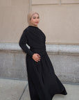 Black Batwing Jersey Maxi Dress