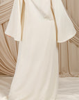 Cream Low Waisted Abaya Set (3 pcs)- Final Sale