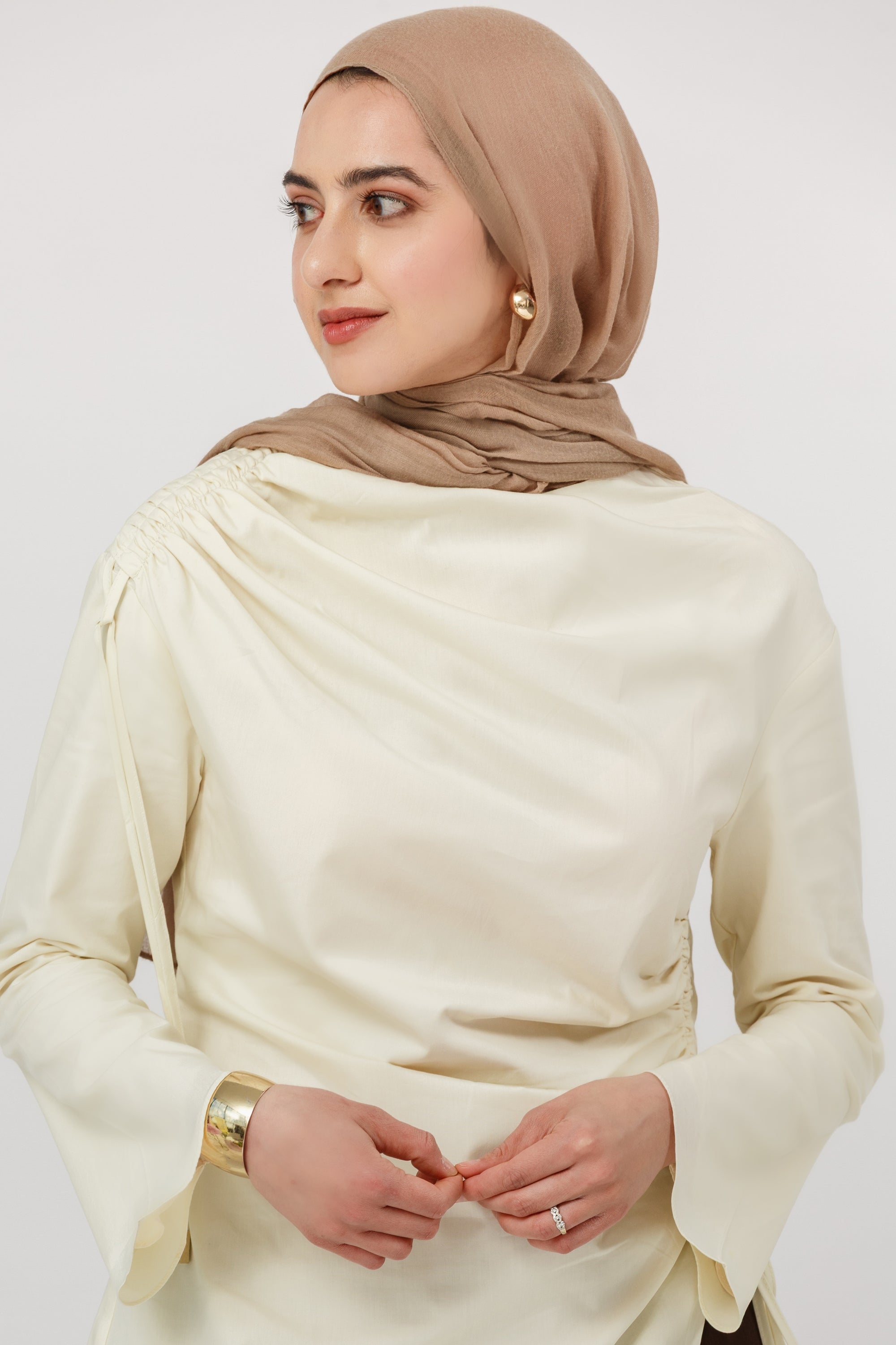 Buttercream Cotton Ruched Tunic - Final Sale