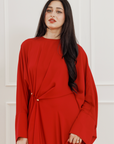 Red Draped Hardware Kaftan