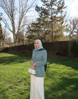 Sage Blue Peplum Buttoned Blazer