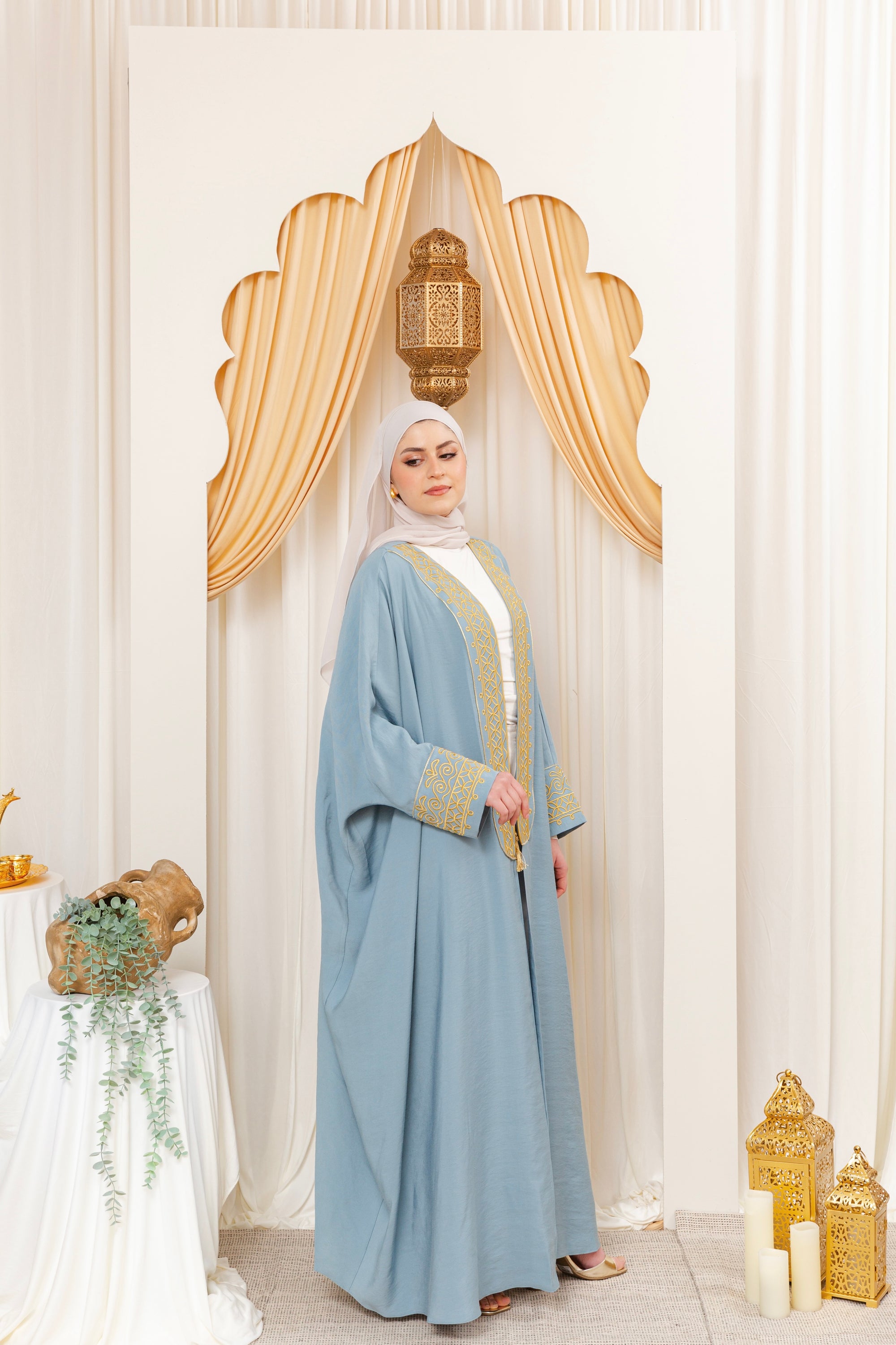 Denim Blue Aghabani Bisht- Final Sale