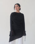 Black Draped Rose Tunic- Final Sale