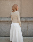 White Cotton Low Waisted Skirt