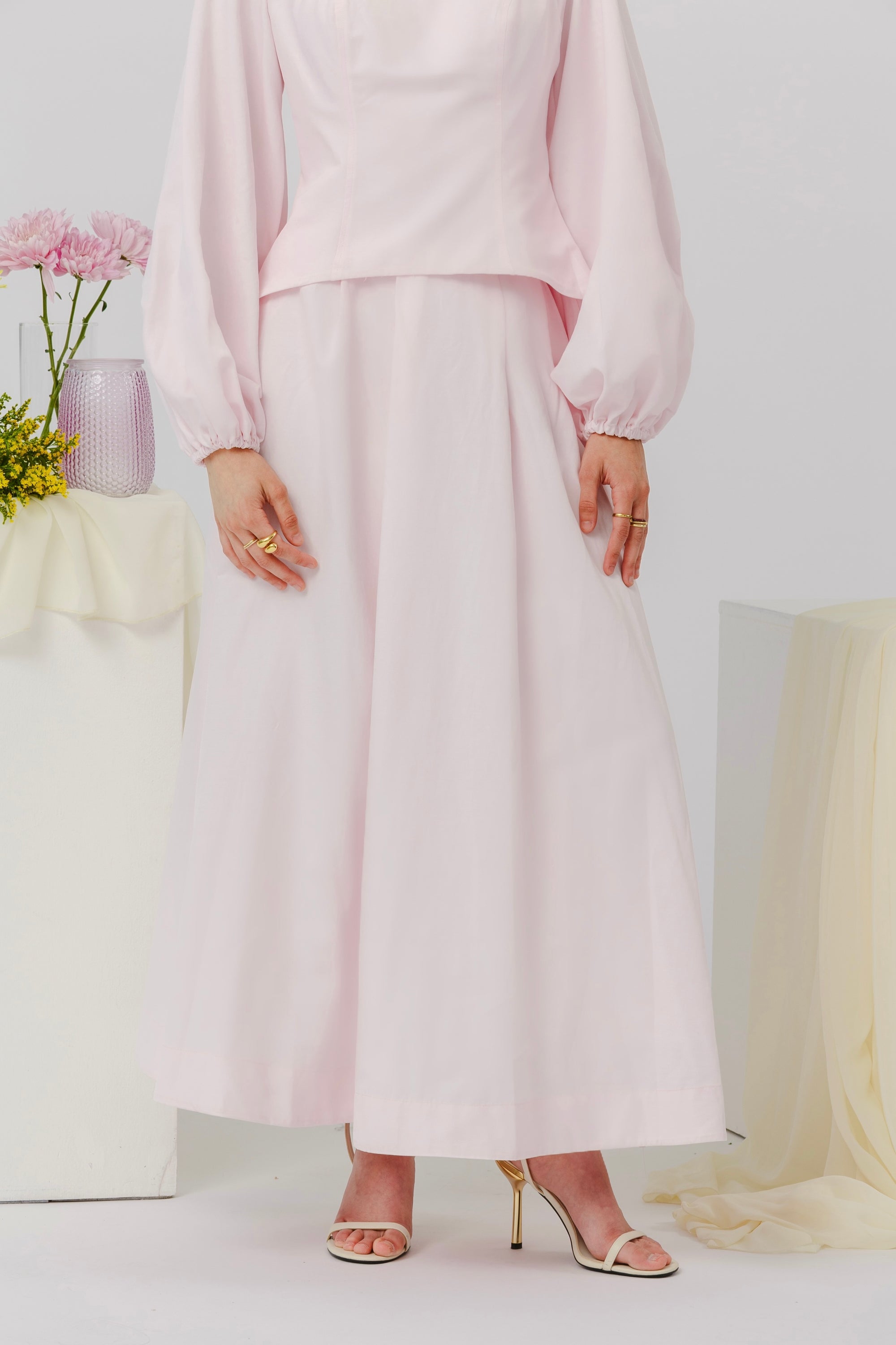 Orchid Pink Balloon Top & Maxi Skirt Set- Final Sale