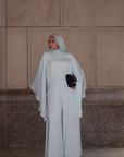 Sky Blue Chiffon Cape Tunic Set (3 pcs)- Final Sale