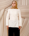 Cream Taffeta Peplum Tunic
