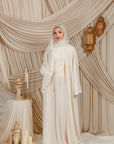 Cream Low Waisted Abaya Set (3 pcs)- Final Sale