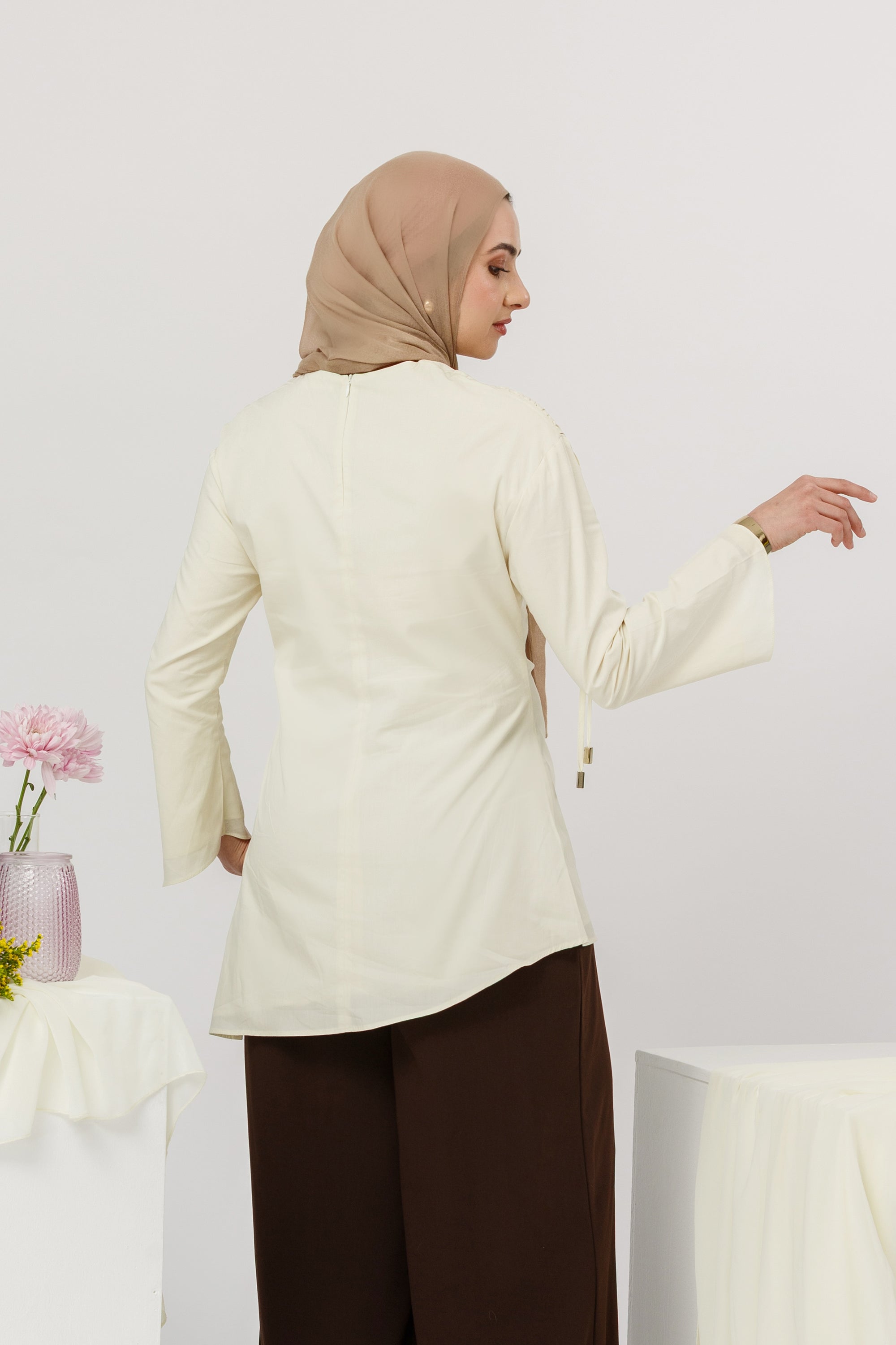 Buttercream Cotton Ruched Tunic - Final Sale