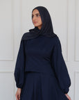 Navy Balloon Top & Maxi Skirt Set