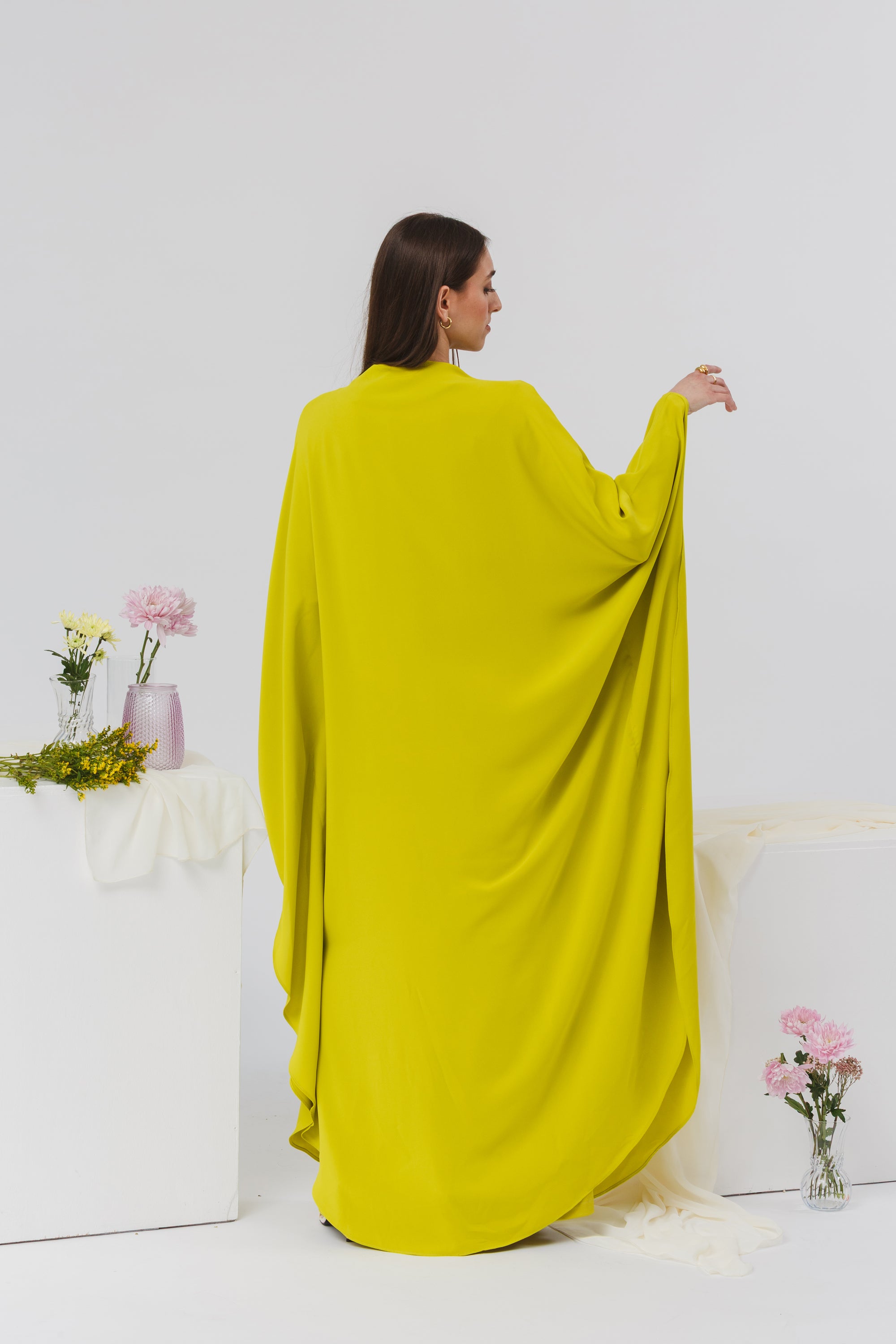 Lime Beaded Kaftan Gown- Final Sale