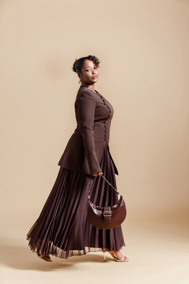 Espresso Pleated Chiffon Skirt – Summer Evenings