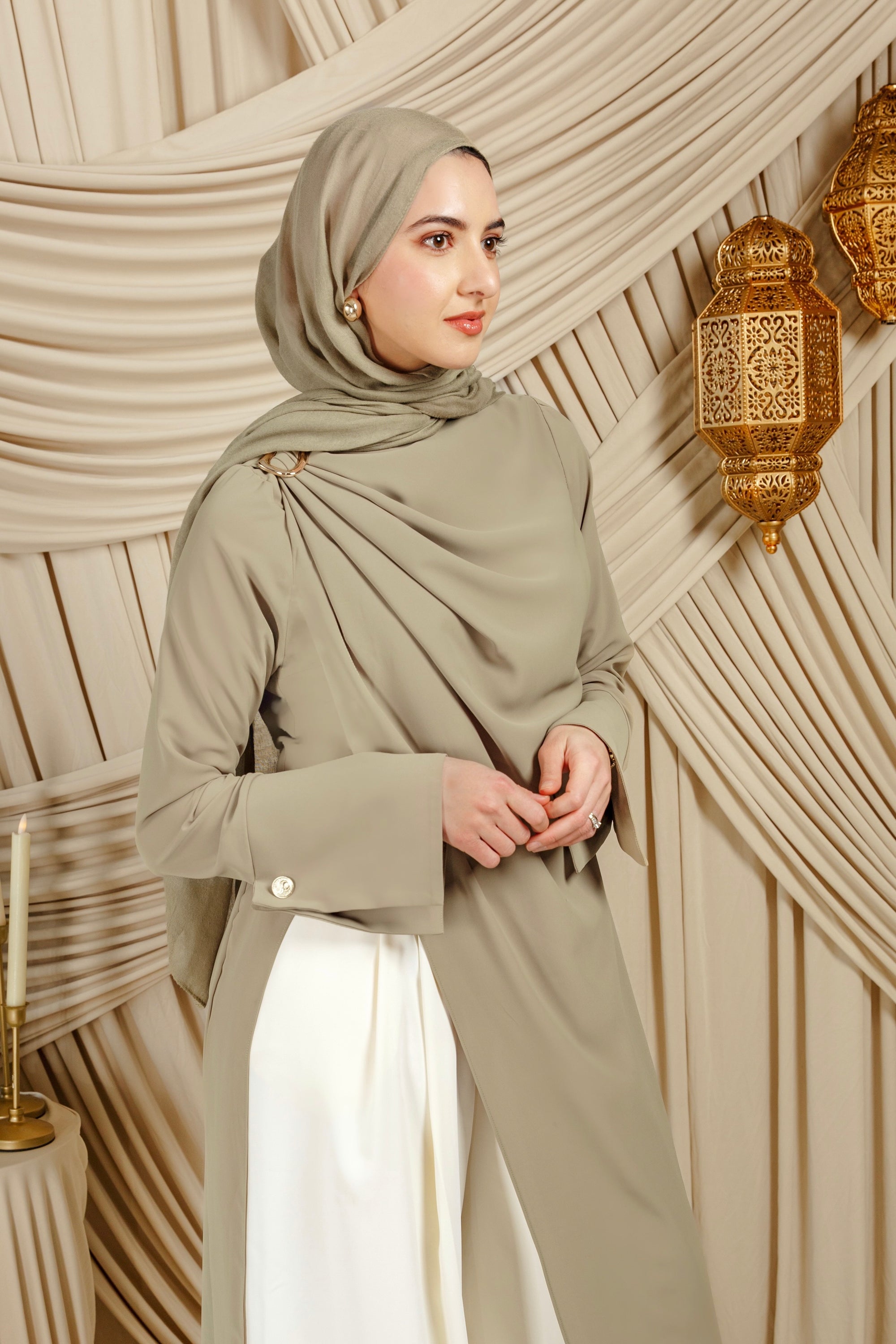 Khaki Floor Length Hardware Tunic- Final Sale