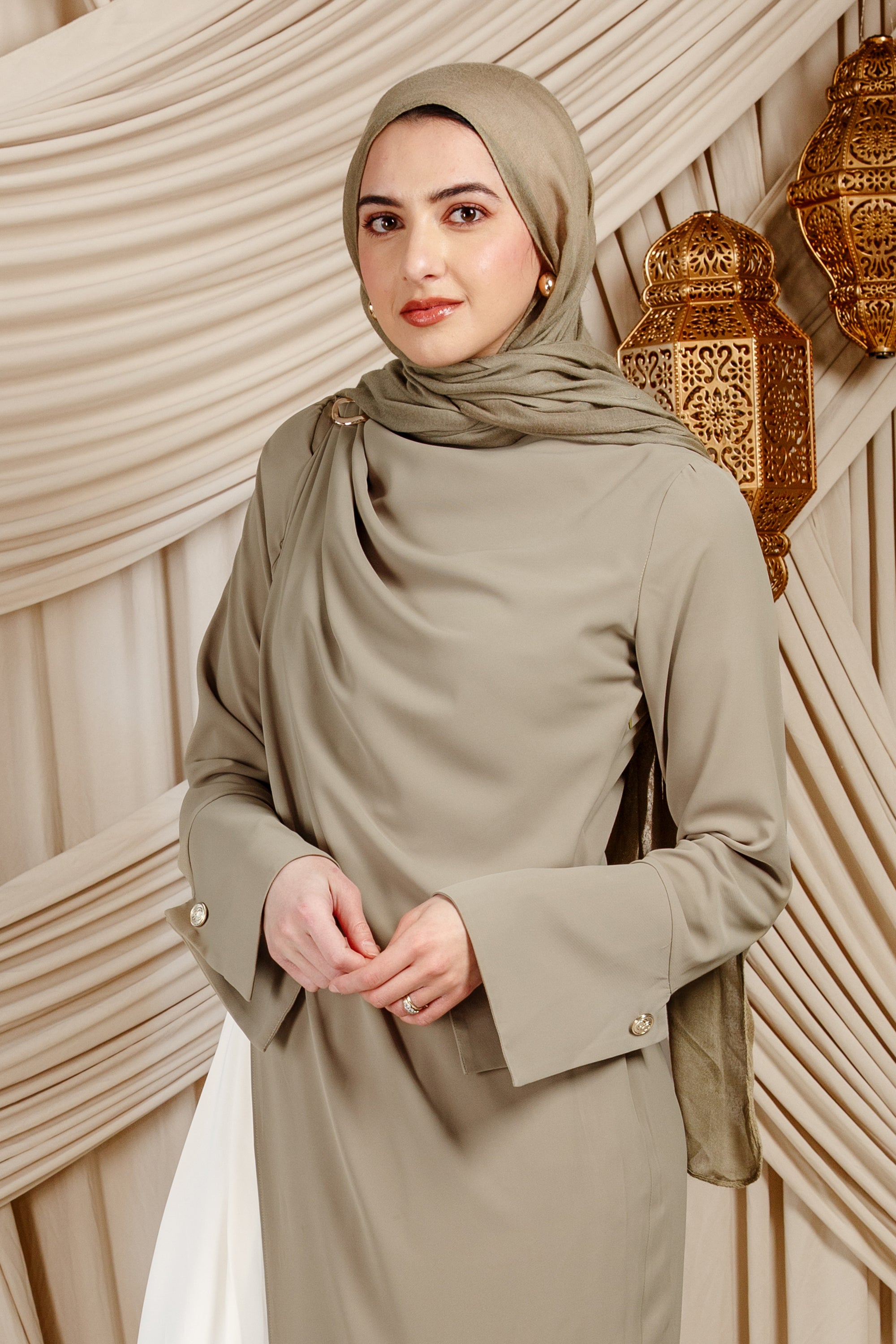 Khaki Floor Length Hardware Tunic- Final Sale