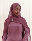 Plum Shimmering Chiffon Scarf