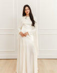 Ivory Embellished Chiffon Cape Gown