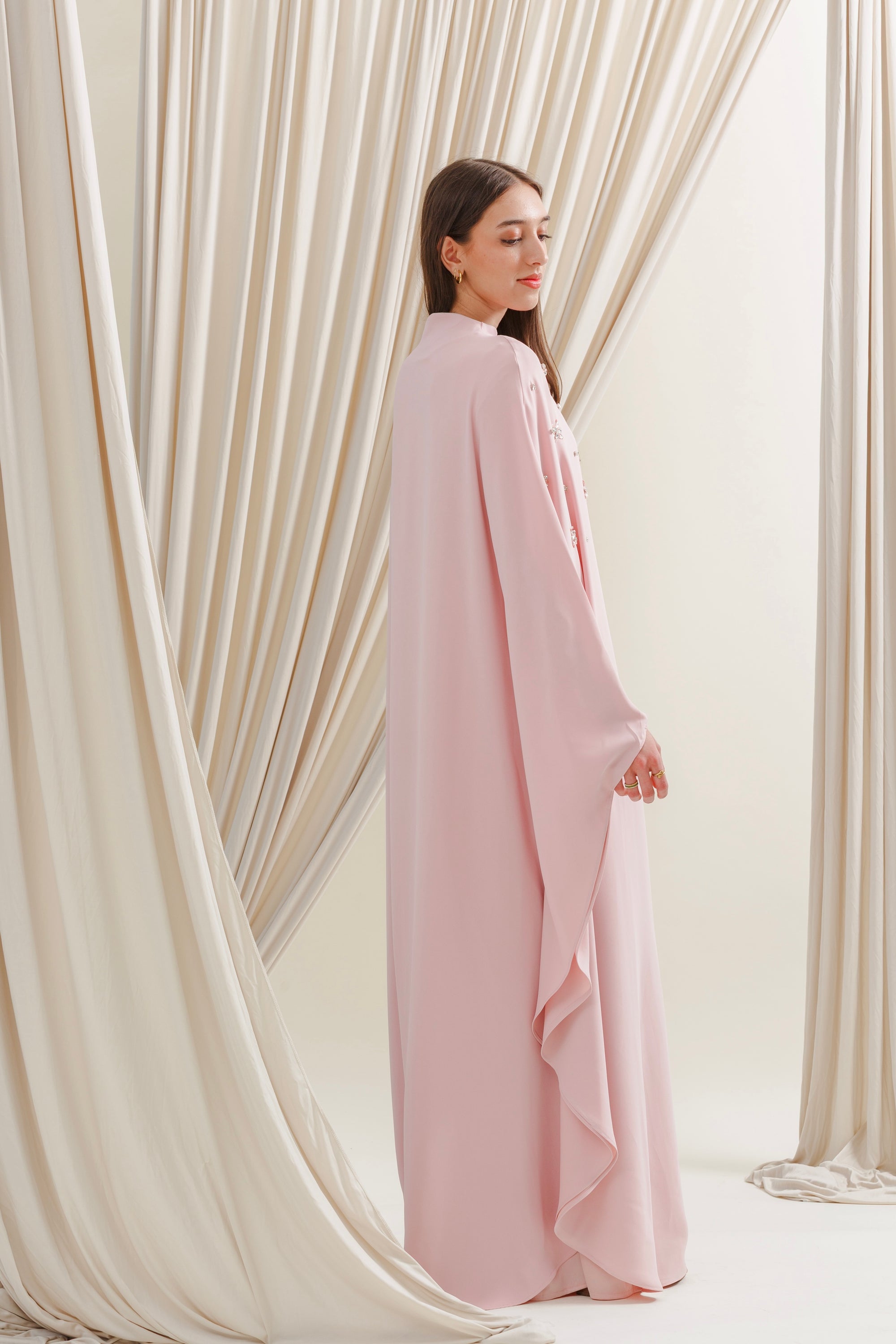 Orchid Pink Beaded Kaftan Gown- Final Sale