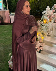 Plum Embellished Chiffon Cape Gown