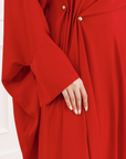 Red Draped Hardware Kaftan