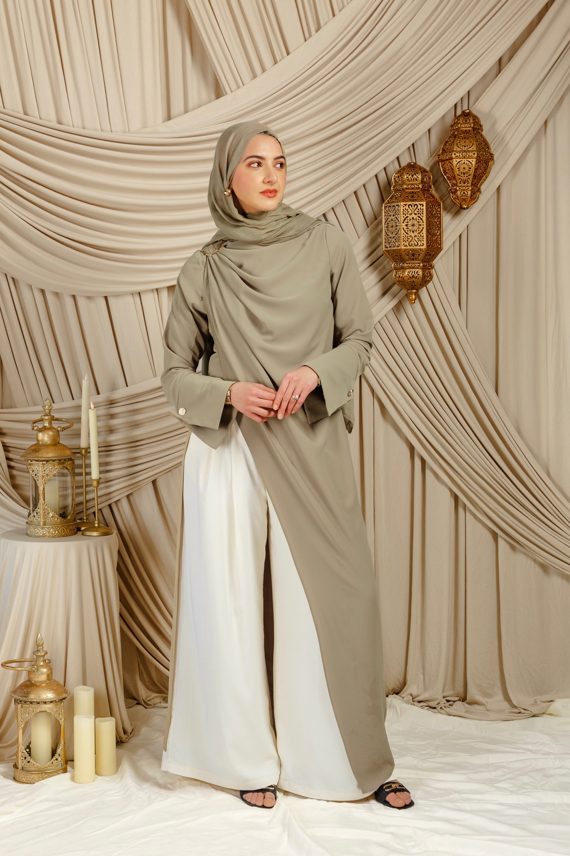Khaki Floor Length Hardware Tunic- Final Sale