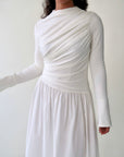 White Asymmetric Draped Dress- Final Sale