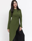 Moss Green Asymmetric Slit Tunic