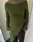 Moss Green Asymmetric Slit Tunic