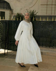 White Cinched Buttoned Dress- * Flash Sale