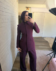 Plum Peplum Buttoned Blazer