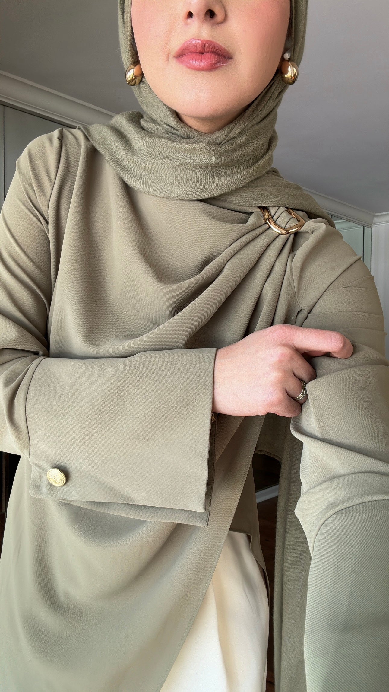 Khaki Floor Length Hardware Tunic- Final Sale