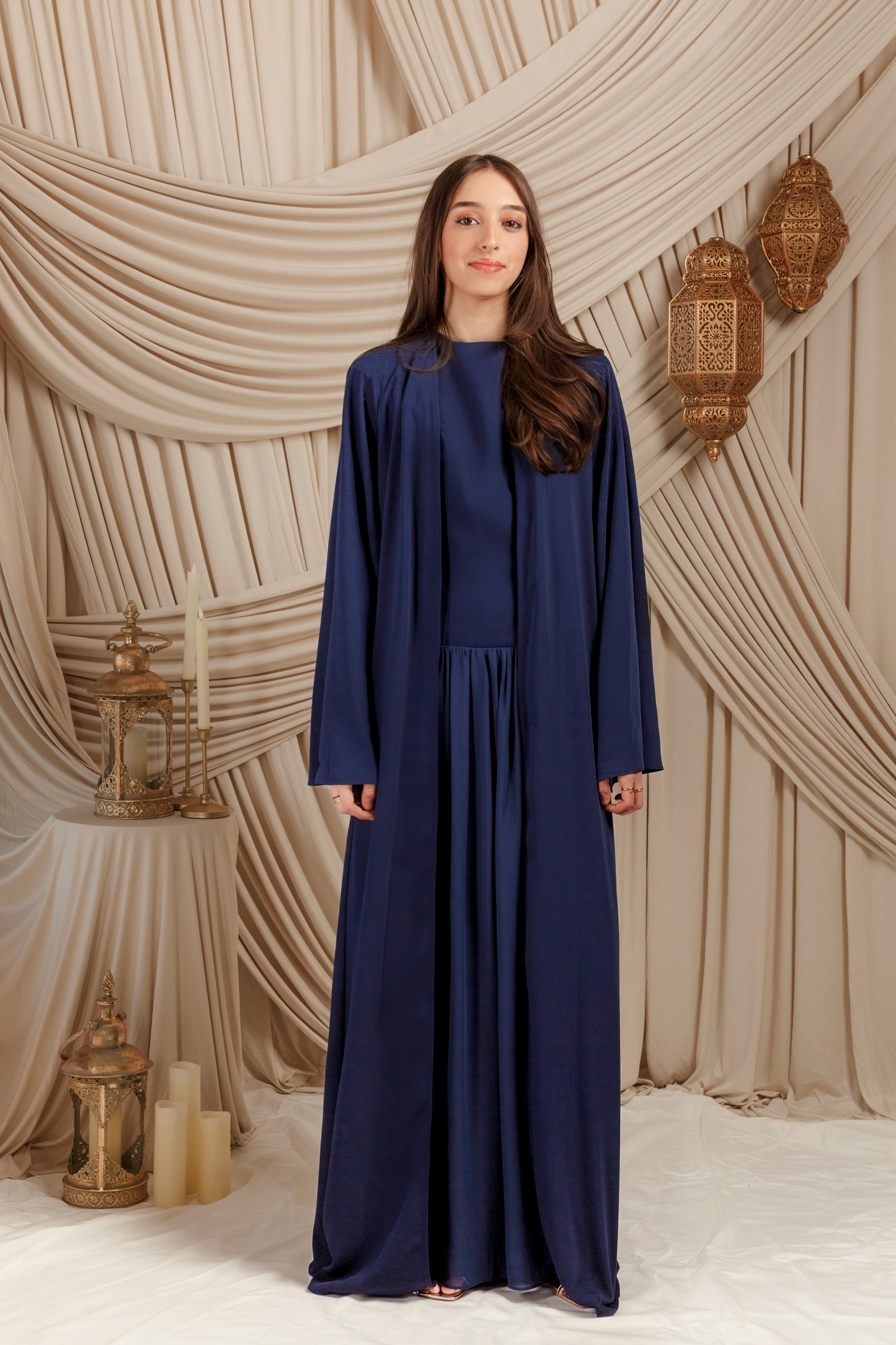 Midnight Navy Low Waisted Abaya Set (2 pcs) - Final Sale