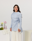 Baby Blue Cotton Ruched Tunic