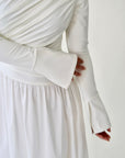 White Asymmetric Draped Dress- Final Sale