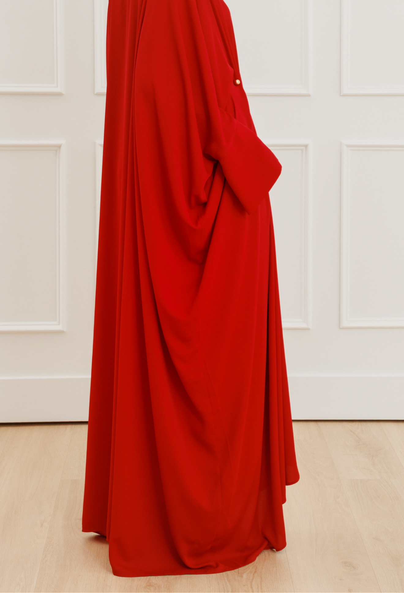 Red Draped Hardware Kaftan- Hijabi Modest Evening Gown Eid Ramadan Outfit  Abaya – Summer Evenings