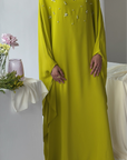 Lime Beaded Kaftan Gown- Final Sale