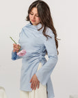 Baby Blue Cotton Ruched Tunic