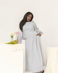 Light Gray Balloon Top & Maxi Skirt Set