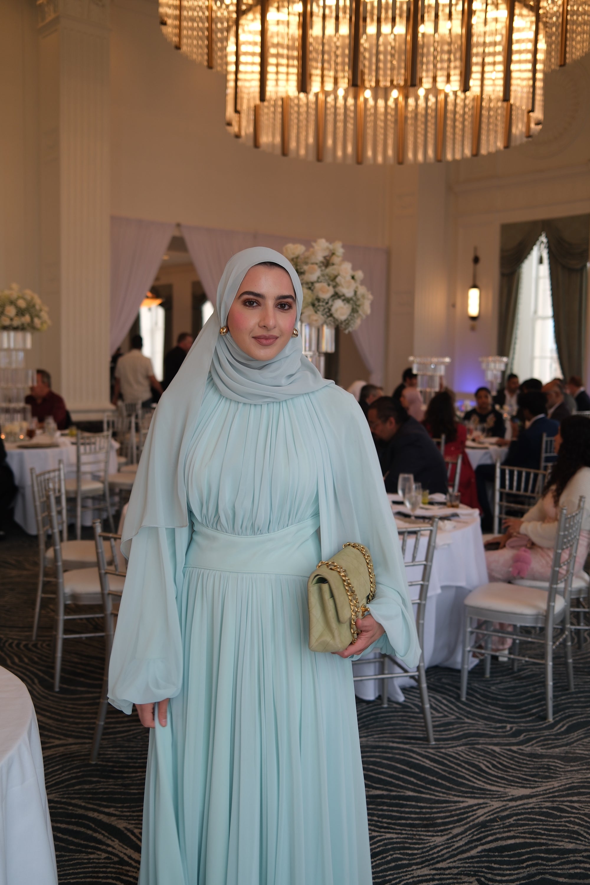 Icy Mint Structured Belt Gown