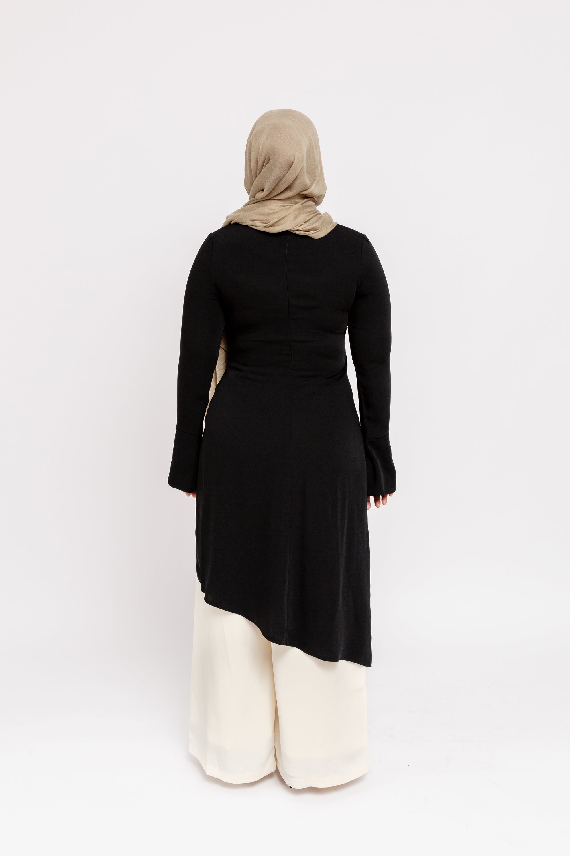 Black Asymmetric Slit Tunic