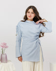 Baby Blue Cotton Ruched Tunic