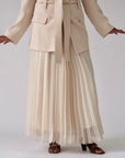 Cream Pleated Chiffon Skirt - Final Sale