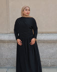 Black Batwing Jersey Maxi Dress
