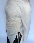 Cream Satin Ruched Tunic