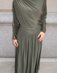 Dark Moss Batwing Jersey Maxi Dress