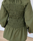 Dark Moss Cotton Smocked Tunic